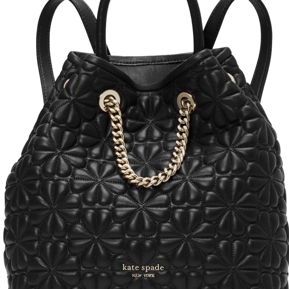 Kate Spade medium quilted bloom backpack (black)
